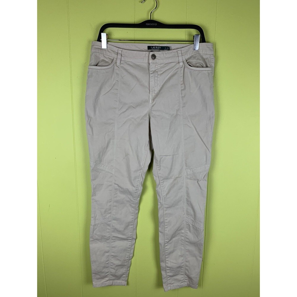 LRL Lauren Jeans Co. Ralph Lauren Womens Size 10 Khaki Pants Beige Mid Rise